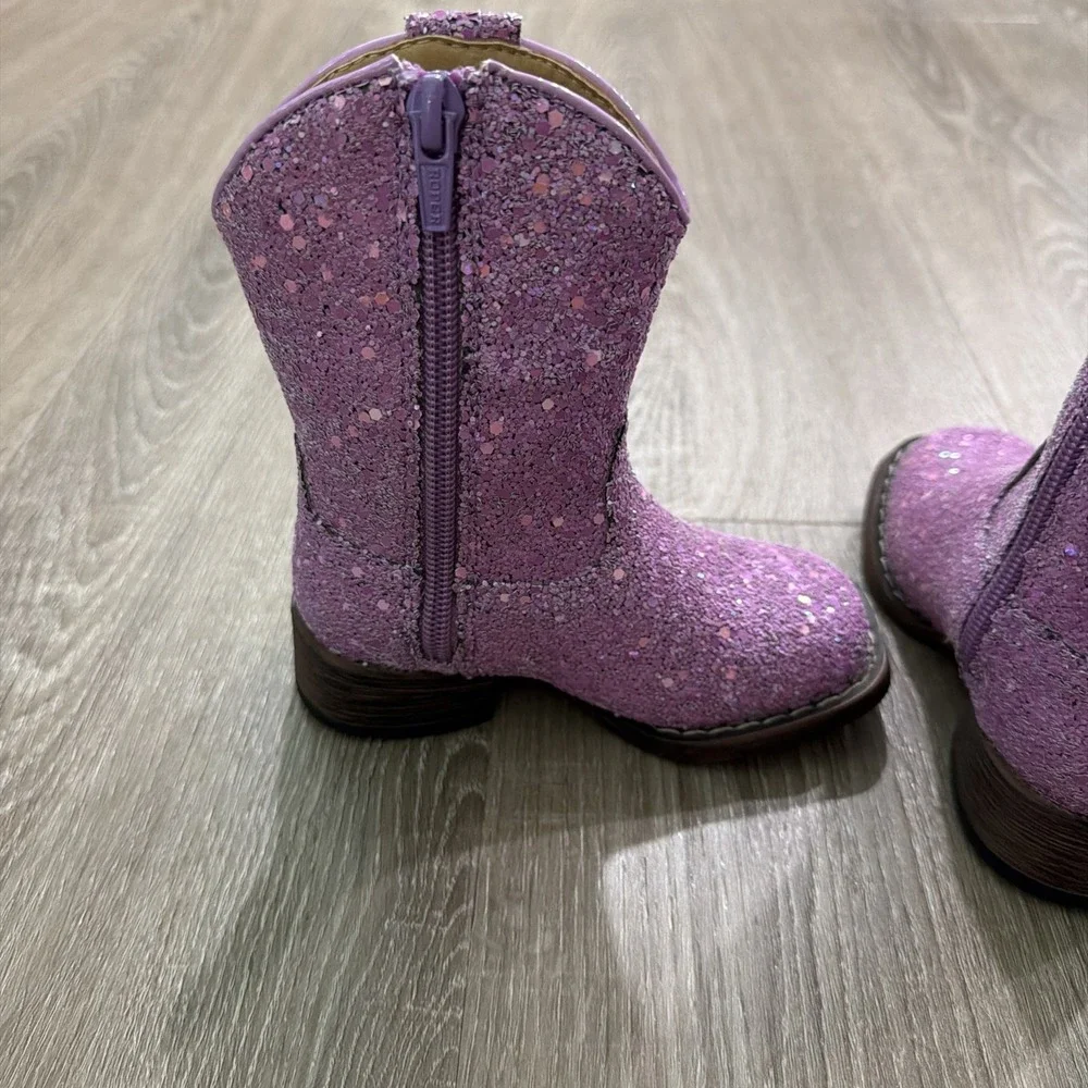 Roper Glitter Galore Square Toe Cowboy  Toddler Girls Purple Boots Size 5‎ NEW